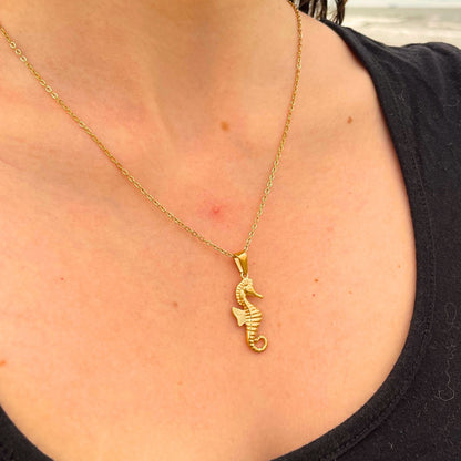 Collar Caballito de Mar — Chapado en oro