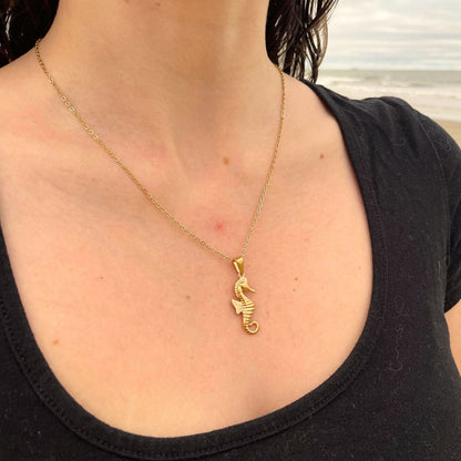 Collar Caballito de Mar — Chapado en oro