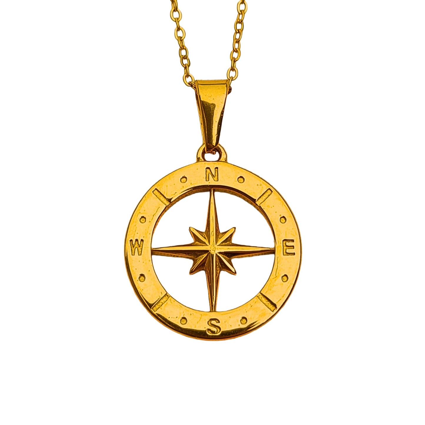 Collar Rosa de los Vientos — Chapado en oro