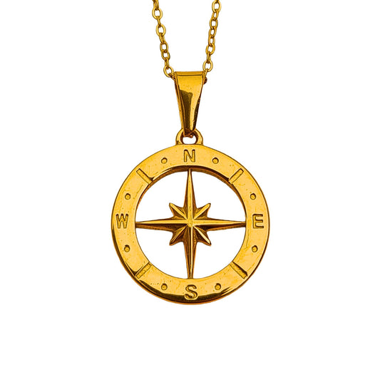 Collar Rosa de los Vientos — Chapado en oro